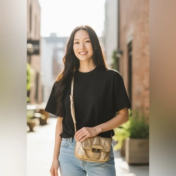 Michael Kors Metallic Gold Sloan Crossbody Bag - Picture 1 of 8